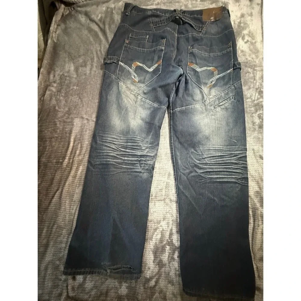 Five Jungle & Company Baggy Carpenter Jeans Mens Wide Y2K Streetwear Denim 42x32